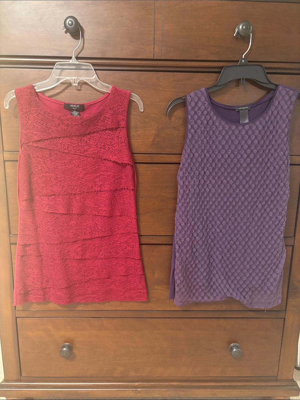 Merona Red Lace Overlay Sleeveless Tank Top